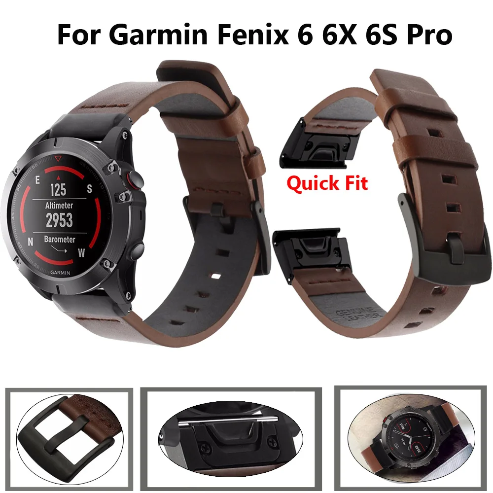 Кожаный ремешок для наручных часов Easy fit quick Bracelet Belt 20 22 26 мм для Garmin Fenix 3/Fenix 5 5S 5x Plus Smart Watch band