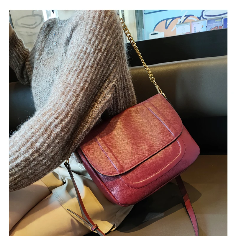 Sac Bandouliere Femme женские сумки-мессенджеры из натуральной кожи Маленькая Повседневная сумка на плечо Damen Taschen - Цвет: red wine