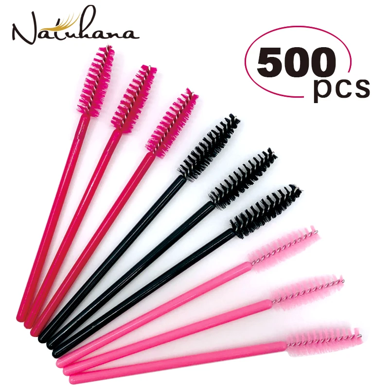 

NATUHANA Wholesale 500Pcs Disposable Micro Mascara Wand Eyelash Extension Cleaning Brush Lash Eyebrow Brush Applicator Spoolers