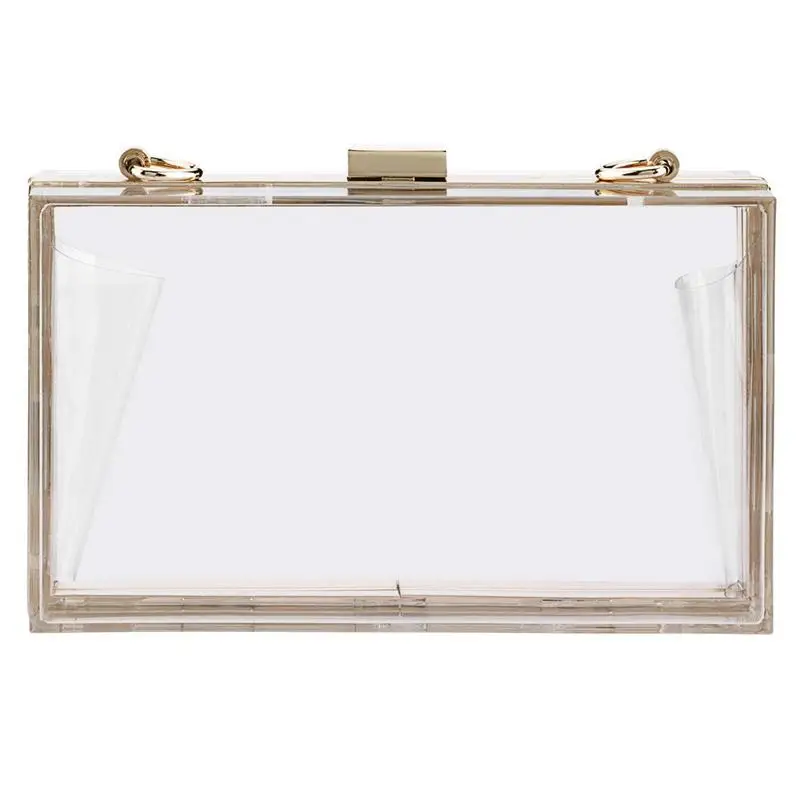 Women Cute Clear Acrylic Box Clutch Crossbody Purse Evening Bag
