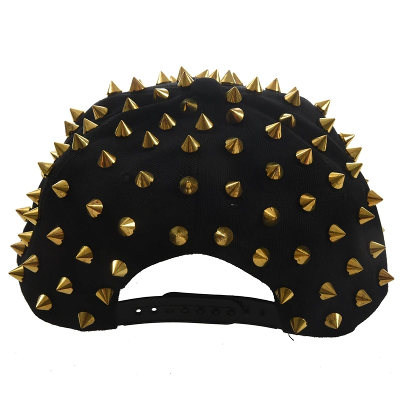 Шляпа черная кепка с шипами Золотая хип-хоп панк Готика