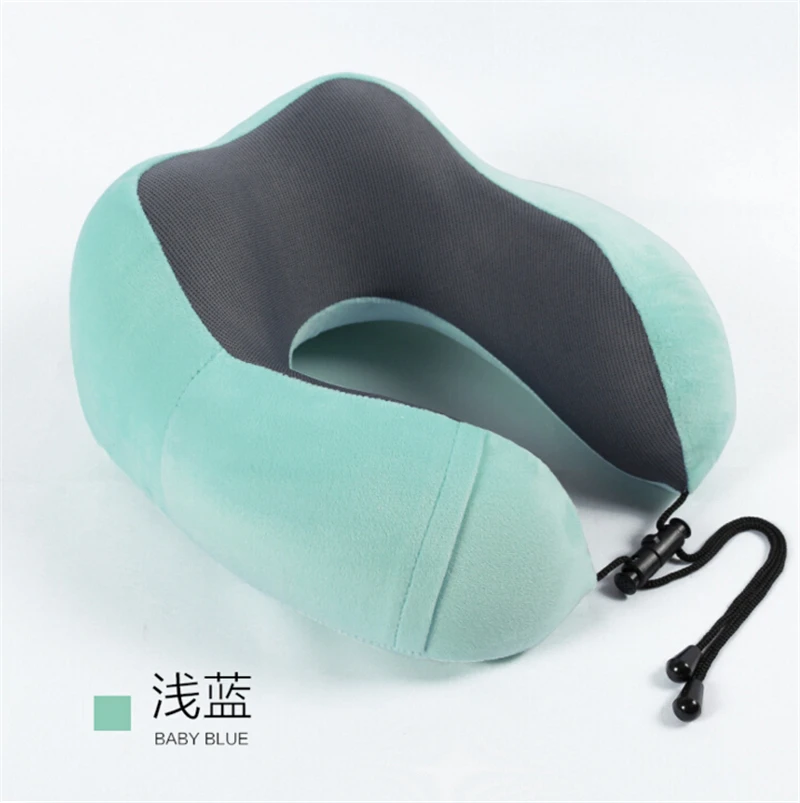 Небесно-голубой Подушка для путешествий Memory Foam u-образная подушка для шеи мягкая подушка для отдыха - Цвет: Небесно-голубой