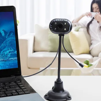 

USB HD LED Web Camera With Noise Cancelling for Computer PC Laptop Desktop Office Games 360 Degree Rotation Webcam 2 In 1