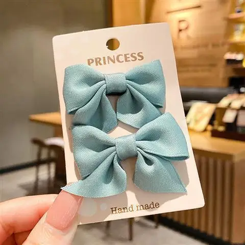 2PCS/onePair  Bow Headgear Cute Sweet Little Girl Hair Accessories Summer Girls Net Red Clips Baby Hairpins Children Hair Clips 12