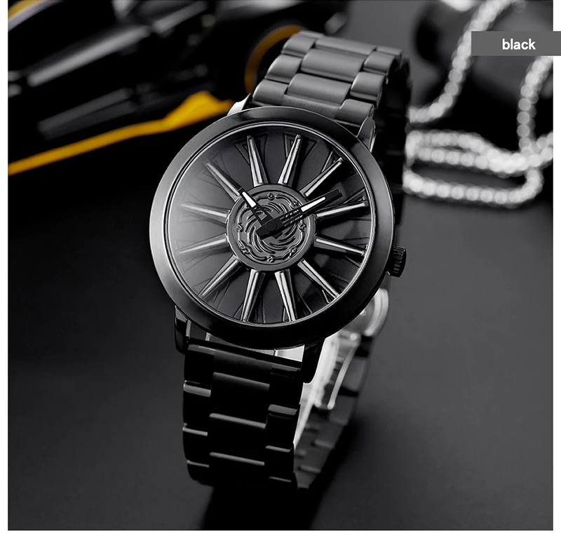Мужские наручные часы с вращающимся колесом, Топ бренд, Роскошные наручные часы, мужские кварцевые часы для мужчин, часы с ремешком из нержавеющей стали