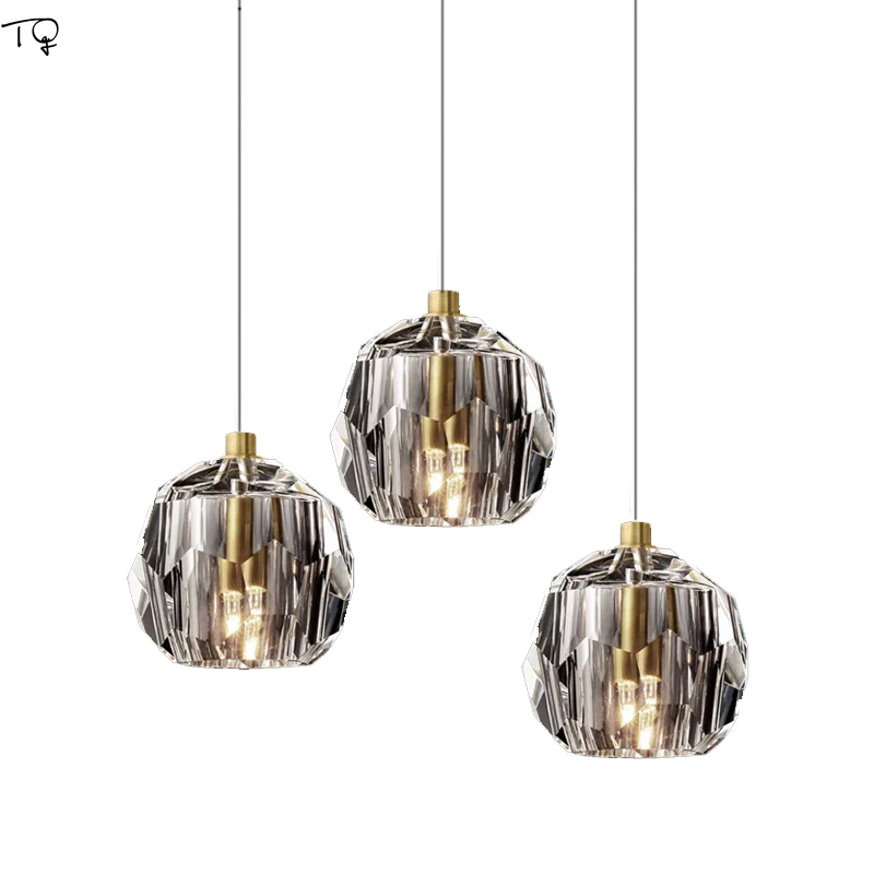 Simple Modern K9 Crystal Ball Pendant Light Art Designer Luxury Lustre Led Hanging Lamp Bedside Bedroom Living Room Study Studio