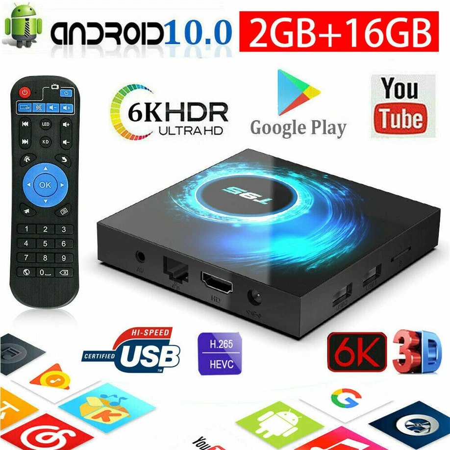 T95 H616 Smart TV Box Android 10.0 4G 64GB 128GB Quad Core HD 6K