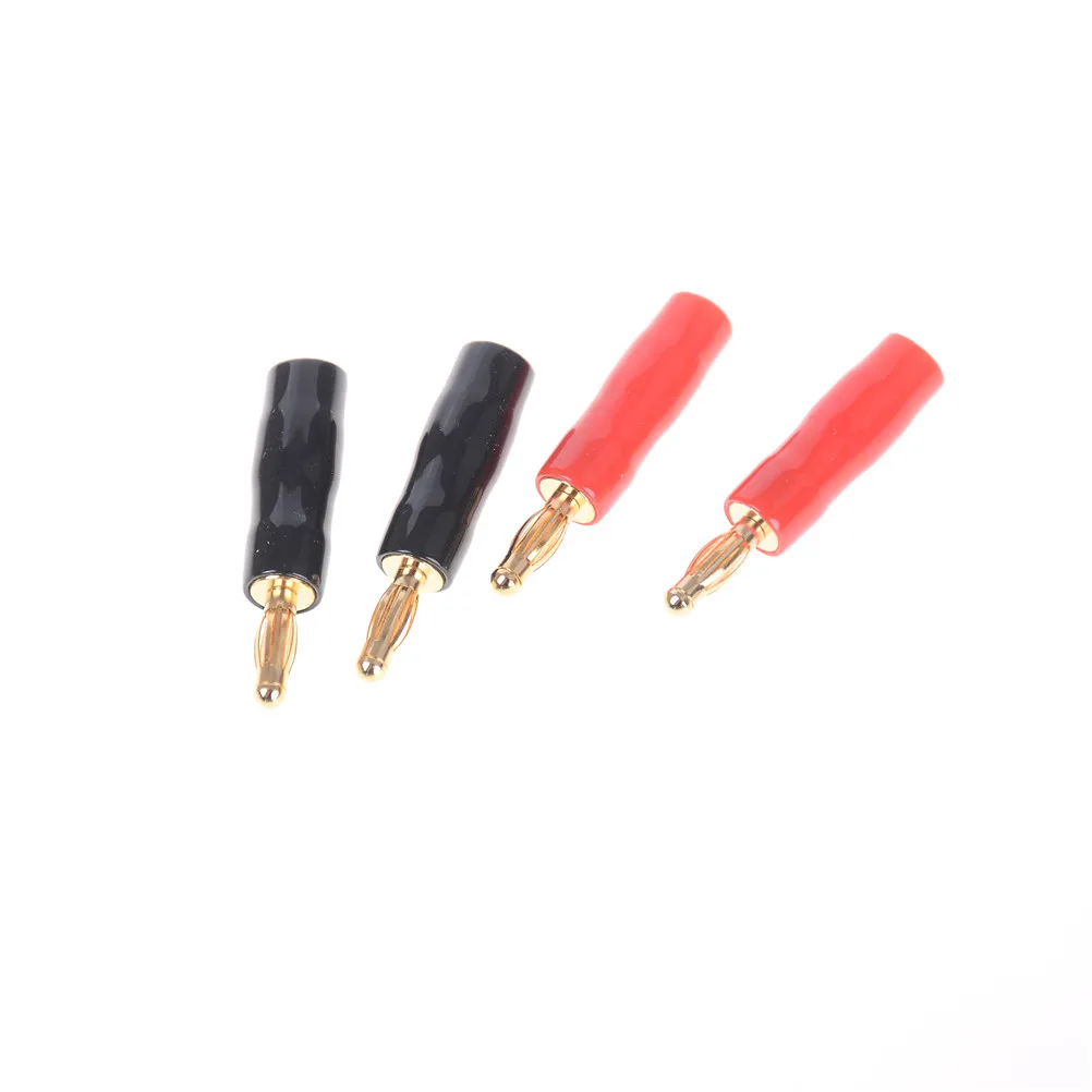 4PCS/Set Black&red In Silicon Tube 4mm Banana Plugs Gold Plated Speaker Connector Adapter Audio Wire Connector