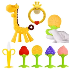 Anneau de dentition en Silicone pour bébé, anneau de fruits, Molar, bâton de brosse à dents, girafe souple pour nouveau né, Gutta percha, naissance Gryzaki 