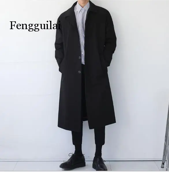 2020 Fashion Designer Long Windbreaker Autumn Winter Single Breasted Windproof Overcoat Plus Size 2