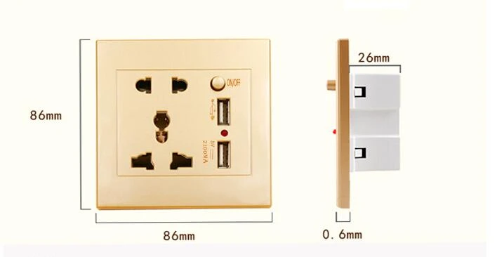 AC 110-250V 13A USB настенная розетка Универсальная настенная розетка панель с 2 usb-портами вилка зарядное устройство переключатель розетка EU US UK AU