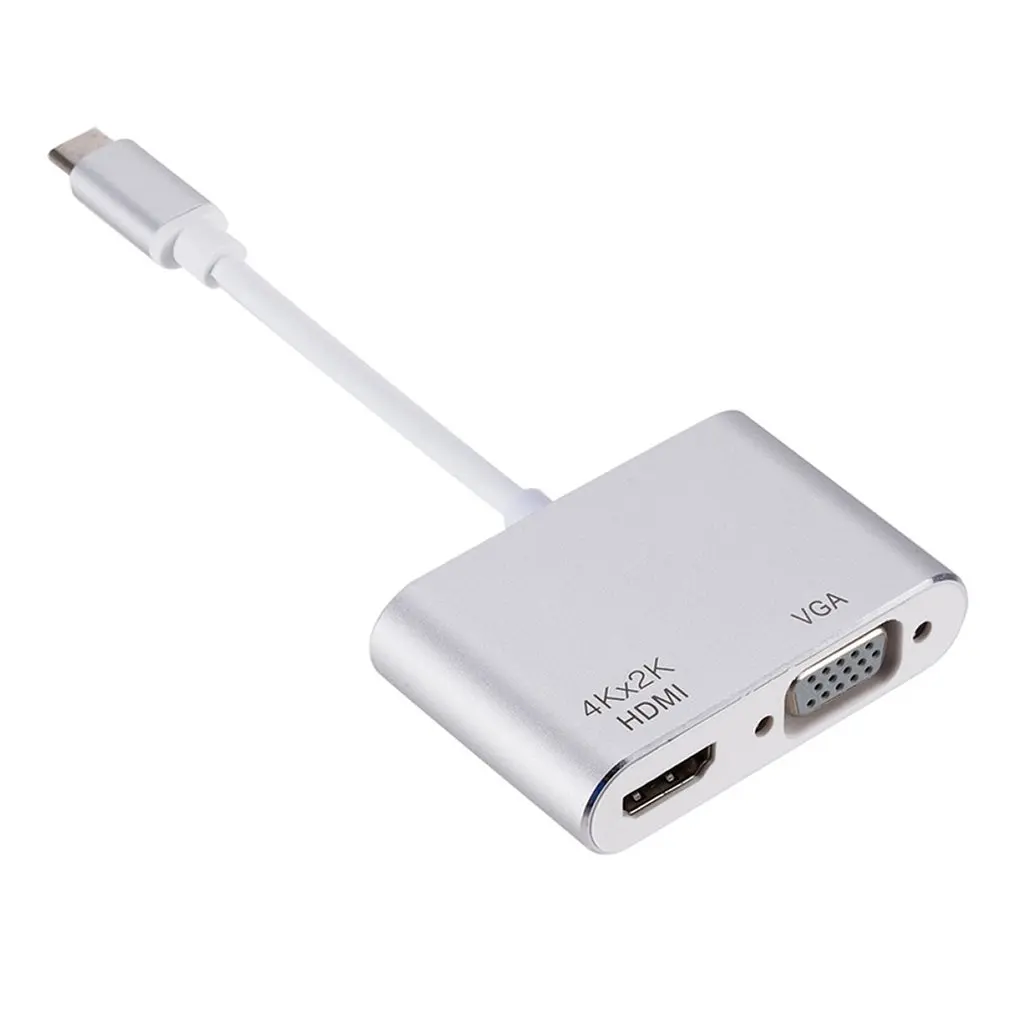 Компактный размер USB-C 3,1 type C к HDMI VGA адаптер для HDTV для проектора для Macbook прочный серебристый