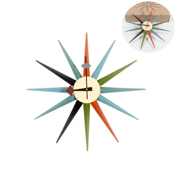

48CM Nordic Style Wood Multi Color Wall Clock Living Room Simple Modern Clock For Home Decoratio DIY