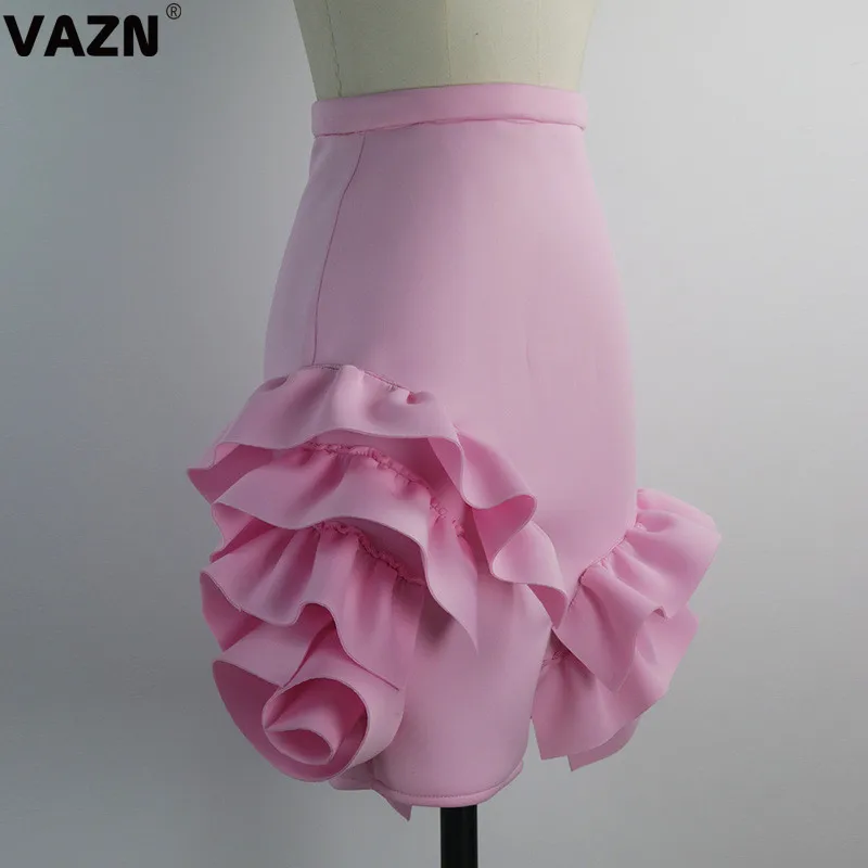 VAZN KEN5730 Горячая Высокая мода Комбинезоны молодой свободный сексуальный стиль Джокер эластичный женский розовый Высокая талия карандаш торт миди юбки