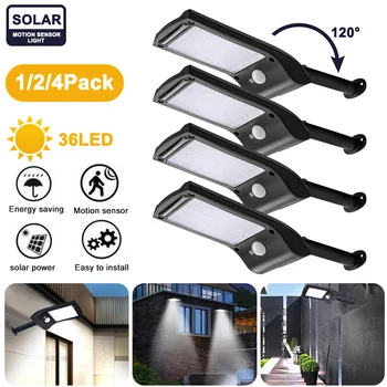 

1/2/4pcs Modern Outdoor 36 Led Solar Wall Lamps Light 6500K-7000K Lum Motion Sensor Solar Lamp Wall Light Home Decoration