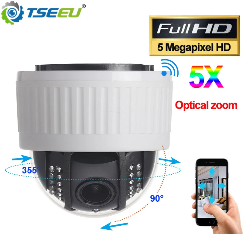 5MP Wi-Fi Крытый функции панорамирования наклона и 5xoptical зум сетевая IP Камера P2P для