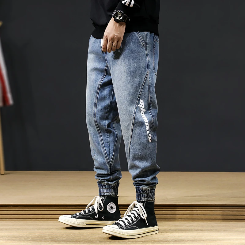 

Fashion Streetwear Men Jeans Top Quality Blue Color Loose Fit Denim Cargo Pants Homme Printed Designer Hip Hop Jeans Men Joggers