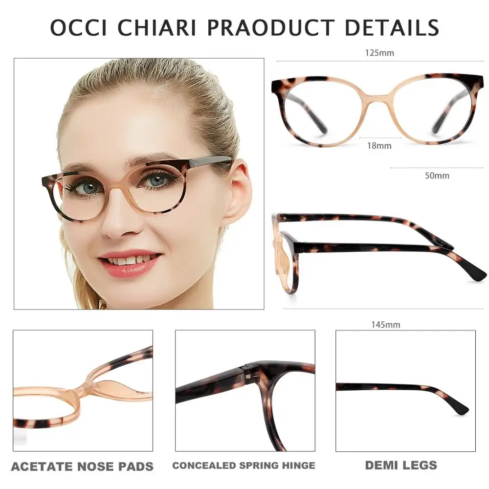 OCCI CHIARI Reading Glasses Women Round Eyeglasses Retro
