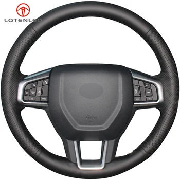 

LQTENLEO DIY Hand-stitched Black Genuine Leather Car Steering Wheel Cover For Land Rover Discovery Sport 2015-2018