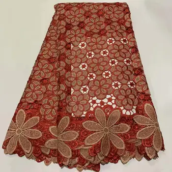 

NEW High Quality Nigeria Red African Guipure Swiss Voile Lace Fabric French Stone Embroidery Voile Lace Materials In Switzerland