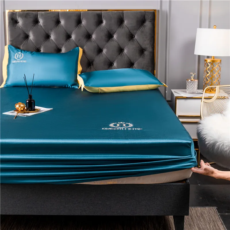 2 3 Pcs Washable Ice Silk Bed Sheet Cool Mat Set Summer fitted sheet Household Air