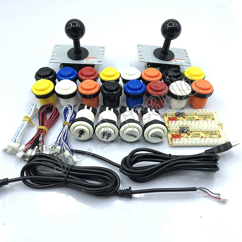 2 игрока аркадный DIY Kit нулевой задержки USB кодер джойстик в американском стиле 28 мм Кнопка PC Mame Raspberry pi 1 2 3