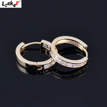 

LEEKER Simple Yellow Gold Silver Color Round Circle Hoop Earrings Cubic Zircon Jewelry Birthday Gifts For Men And Women 857 LK8