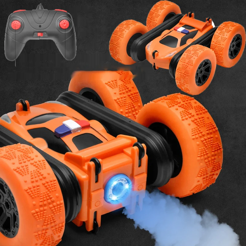 

RC Car Electric spray remote control car double-sided rotating and rolling Charging lights RC Car 4wd Toys For Children