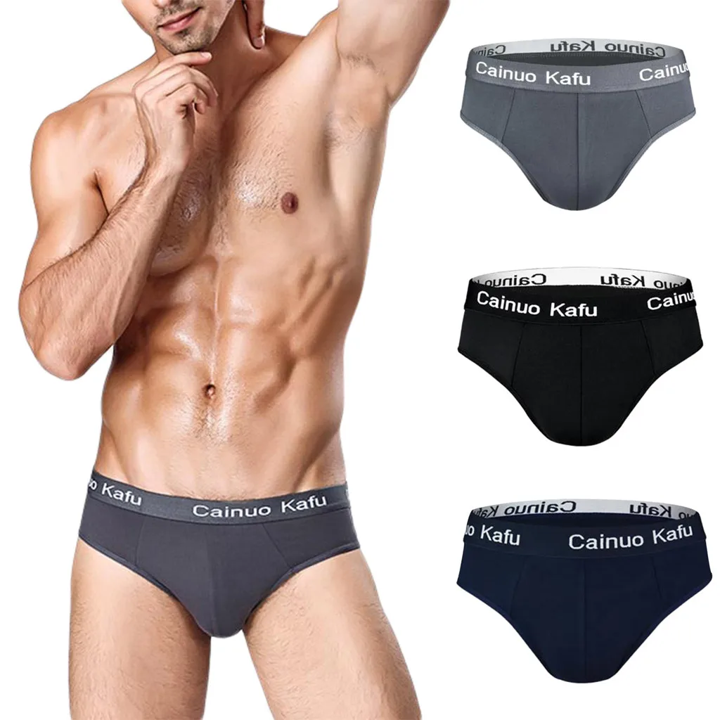 

2019 New Fashion Men's Soft Splicing Solid Color Underpants Soft Breathable Knickers Sexy Briefs