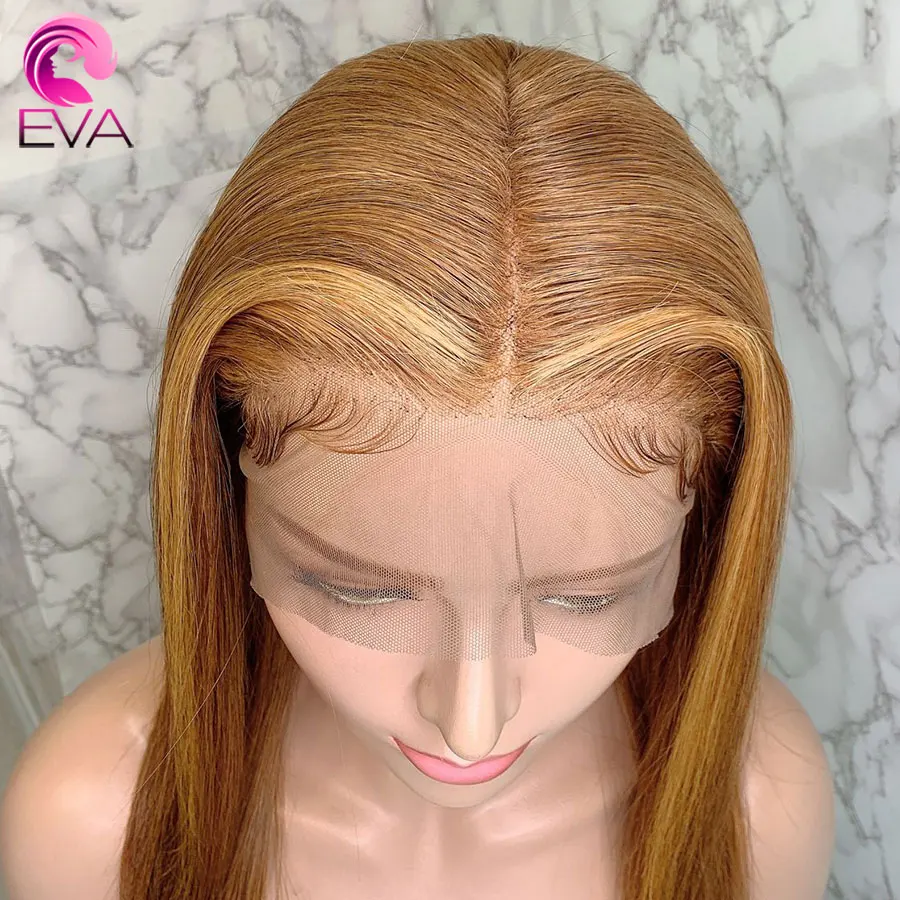 Eva Ombre основные 13x6 кружевные передние человеческие волосы парики предварительно сорванные с детскими волосами бразильские прямые волосы Реми парик для черных женщин
