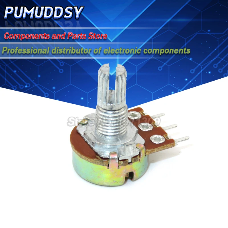 5PCS 5K ohm WH148 B5K 3pin Potentiometer 15mm Shaft With Nuts And