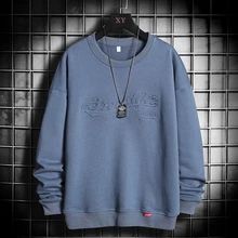 

GlacialWhale 2021 New Men's Crewneck Sweatshirt Men Cotton Casual Hip Hop Japanese Streetwear Blue Hoodie Men Sweatshirts Male