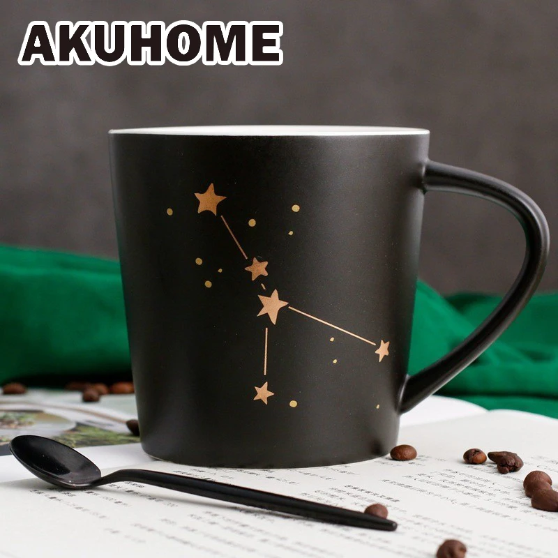 Керамическая кофейная кружка, чашка для молока, посуда для напитков, 12 созвездий, чашка, простые и креативные кружки Akuhome