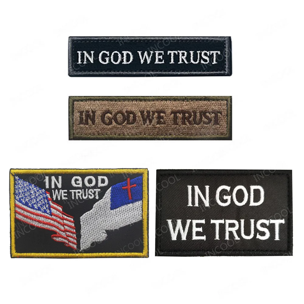 IN GOD WE TRUST Embroidery Patch Slogan Patches Military Army Embroidered Badges Tactical Appliqued Emblem For Cap | Дом и сад