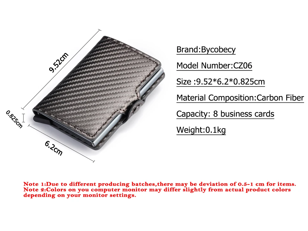 Bycobecy, высокое качество, углеродное волокно, кредитный держатель для карт, RFID, мужской бизнес бумажник на кнопке, новинка, мужской кошелек для монет, ID держатель на молнии