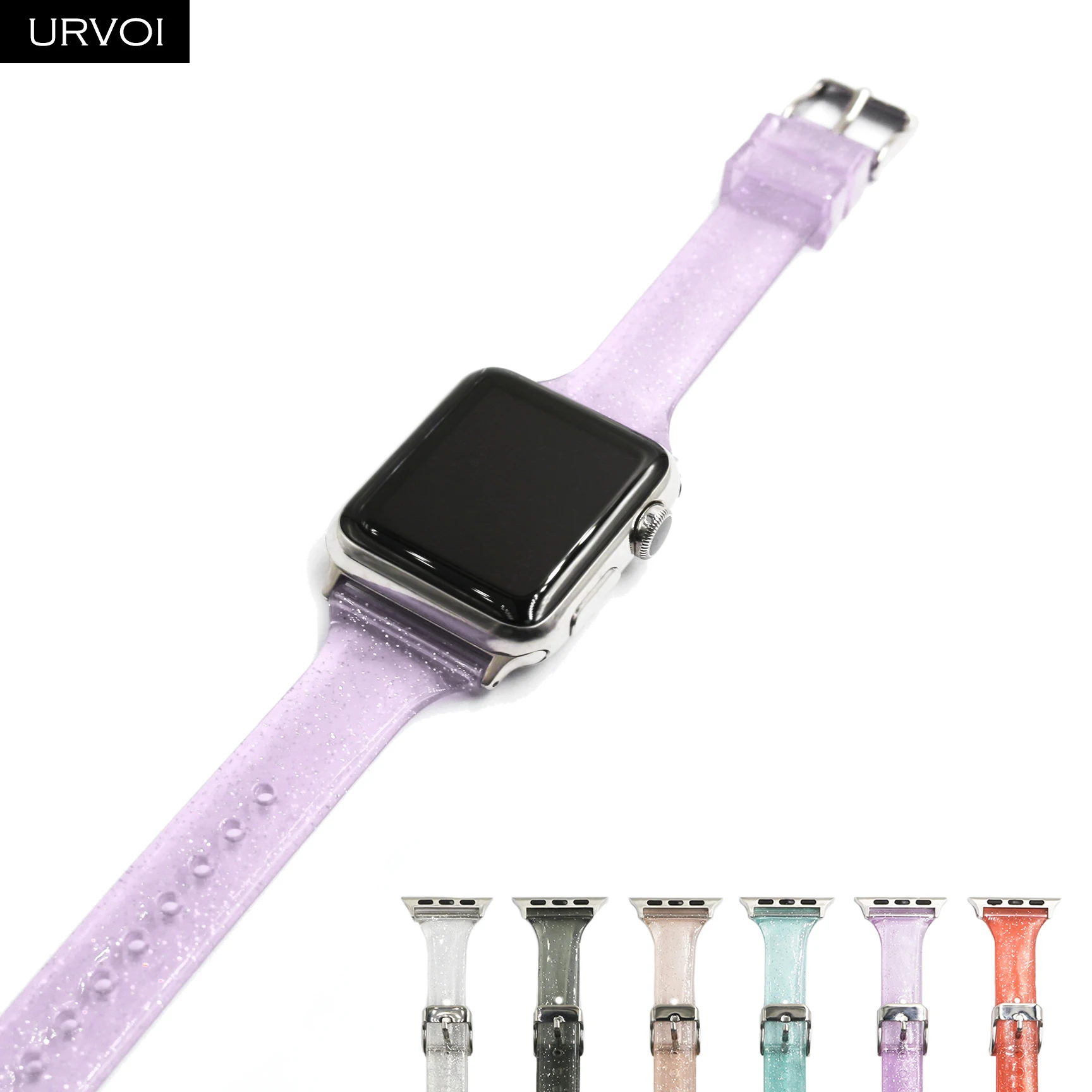 Ремешок URVOI из ТПУ для apple watch тонкий ремешок iwatch 40 44 мм Желейный браслет на