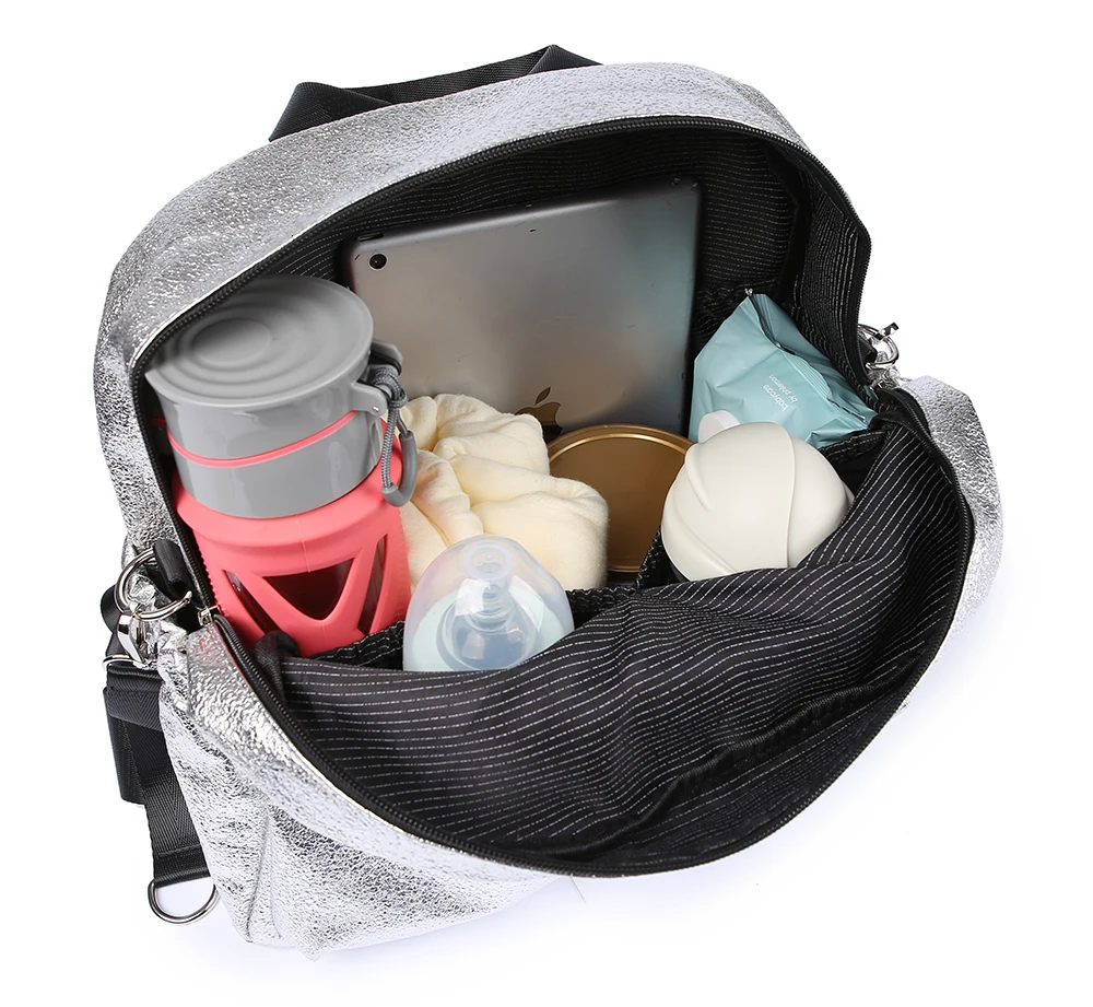 silver diaper bag