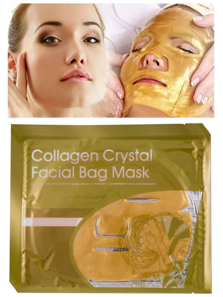Золотая маска для лица, коллагеновая маска для лица, отбеливающая, увлажняющая, уменьшающая поры, восстанавливающая морщины, восстанавливающая эластичность кожи, сыворотка для лица 24K
