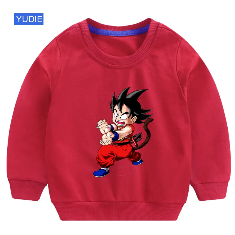 Girls sweatshirt red Свитер для мальчиков; новые детские толстовки с капюшоном; модный детский свитер с длинными рукавами и рисунком Гоку; сезон зима-весна-осень; детская футболка; одежда - Цвет: Girls sweatshirt red