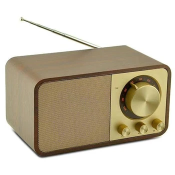 

Retro Bluetooth Speaker Woodgrain Bluetooth Card Speaker Radio with Antenna Bluetooth Player Audio