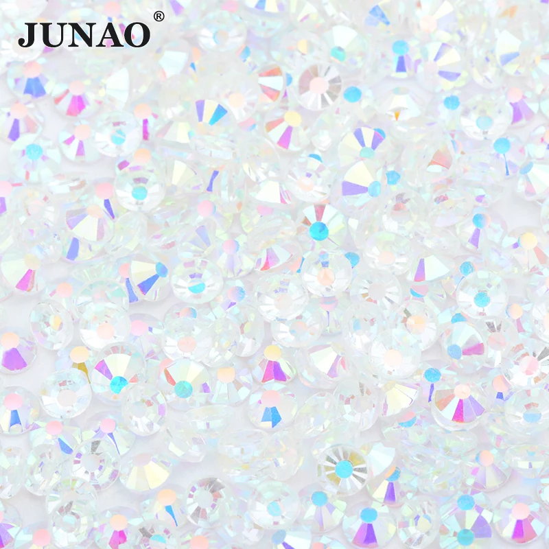 sewing material fabric JUNAO Wholesale ss6 ss8 ss10 ss12 ss16 ss20 ss30 Transparent AB Glass Flatback Rhinestone Non Hot Fix Strass Nail Crystal Stones sewing supply near me