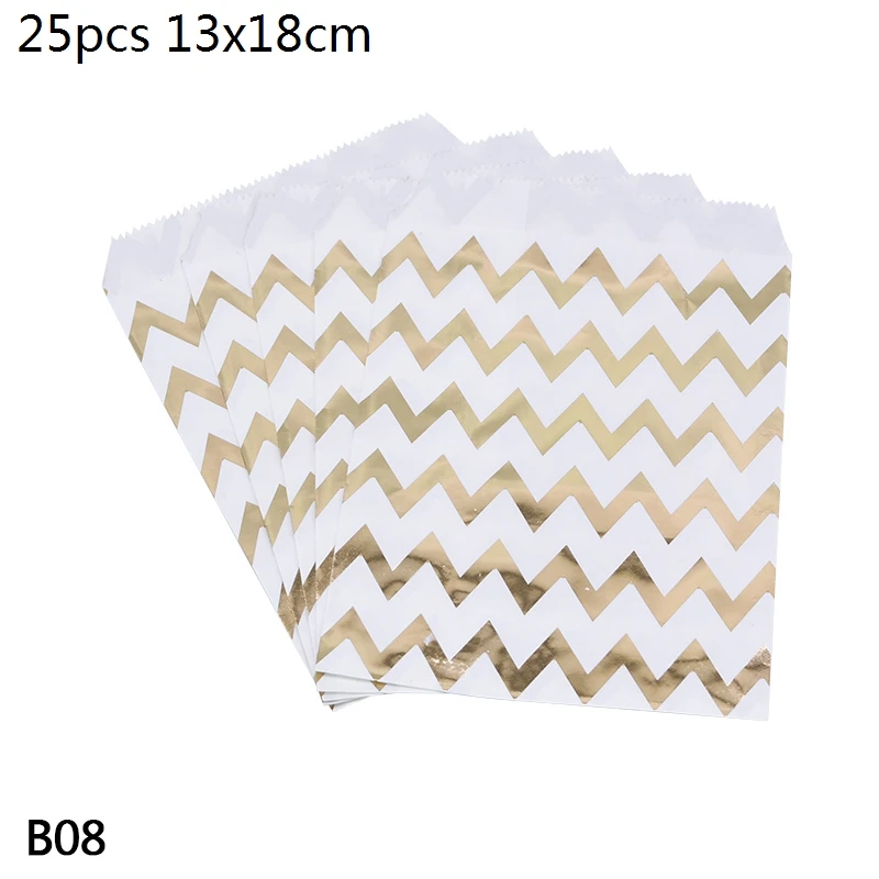 Крафт-бумажные пакеты для печенья, печенья, конфет - Цвет: B08-25pcs wave