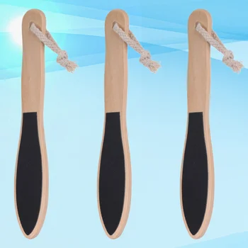 

3Pcs Double Sides Foot Scraper Foot Massage Exfoliator Wooden Handle Callus Remover Black