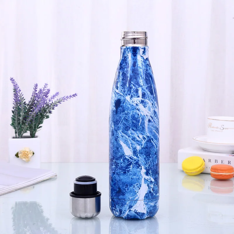 Мраморная бутылка для воды из нержавеющей стали BPA вакуумная фляжка термос чашка