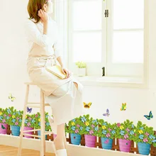 Новые продукты Гостиная диван Спальня прикроватная Детская комната фон съемные стенки Стильные наклейки на стену, горшок для растений, AY7242B