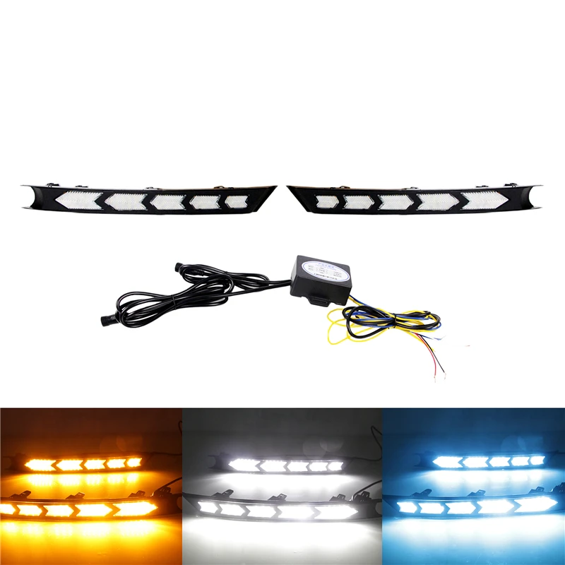 

2 Pcs Car LED Flash Flowing DRL Yellow Turn Signal Lamps Blue Light White Running Daylights For Mazda CX-5 CX5 2017 2018 2019