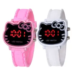 Милые детские часы для девочек светодиодный цифровые наручные часы с силиконовым ремешком
