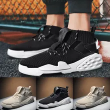 Мужские сетчатые носки на шнуровке, высокие повседневные туфли студенческие спортивные кроссовки