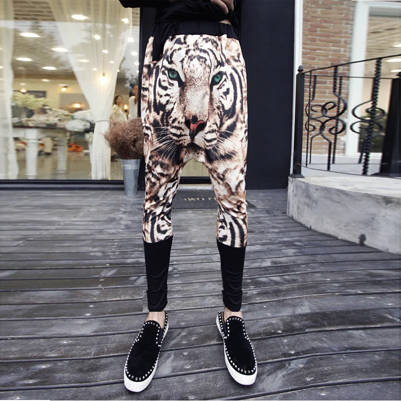 Japanese men's personality printing harem pants fashion tide male hip hop loose casual pants