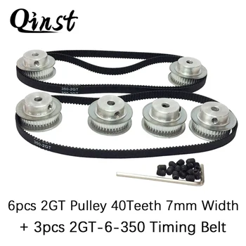 

Qinst 6pcs 2GT 40 Teeth Timing Belt Pulley Width 7mm & 3pcs GT2 Timing Belt 350mm Length 6mm Width 175 Teeth for 3D Printer
